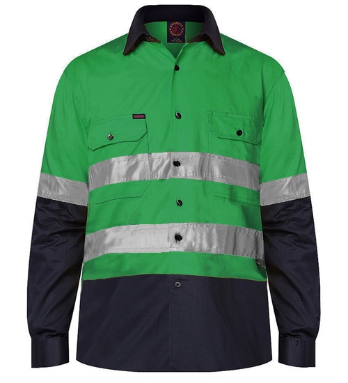 2 Tone Open Front Shirt L/S 50MM Reflective Tape