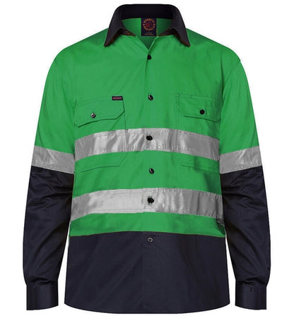 2 Tone Open Front Shirt L/S 50MM Reflective Tape