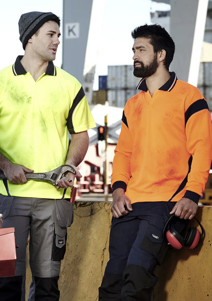Mens Hi Vis Aztec Long Sleeve Polo