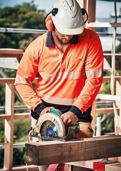 Unisex Hi Vis X Back NSW Rail Long Sleeve Polo