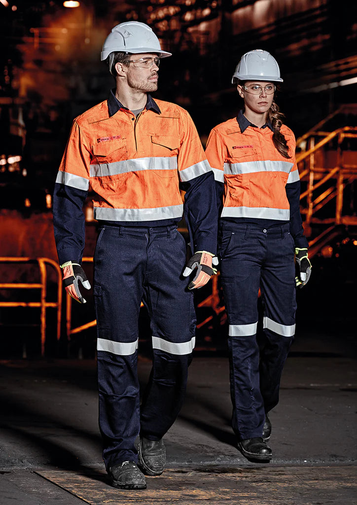 Mens Orange Flame Traditional Style Taped Work Pant