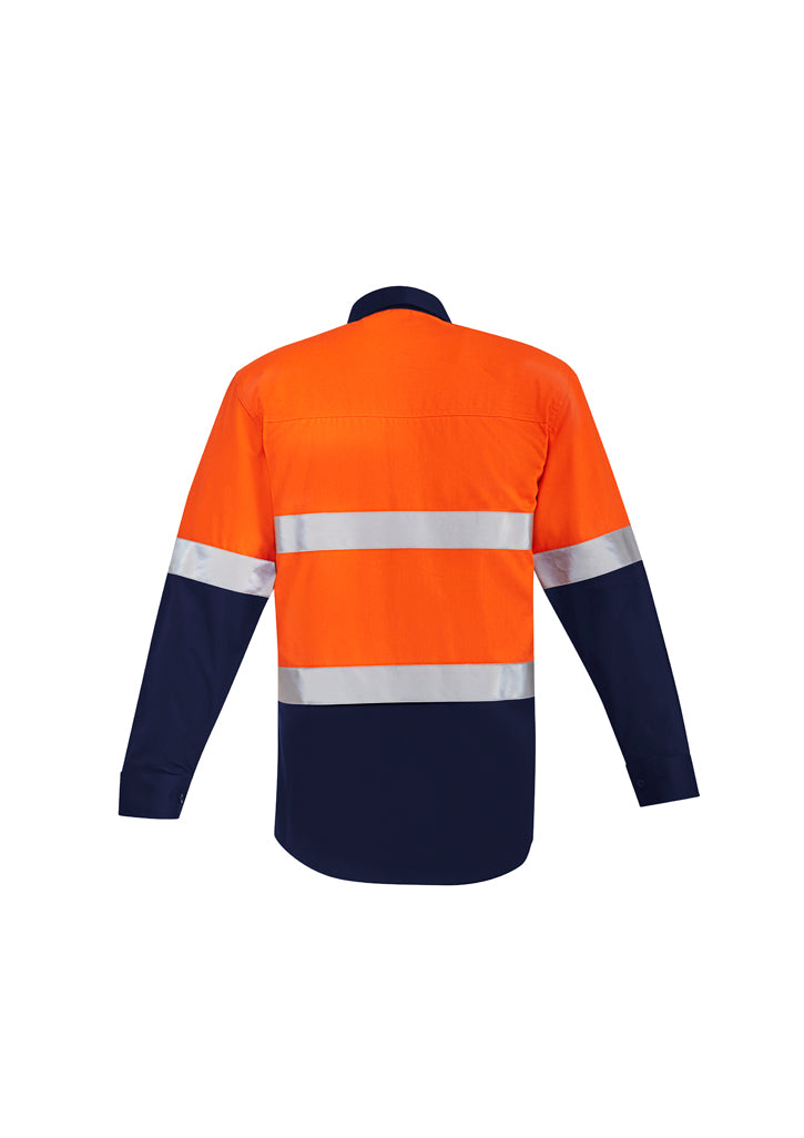 Camisa masculina Orange Flame Hi Vis aberta frontal emendada - Hoop Taped