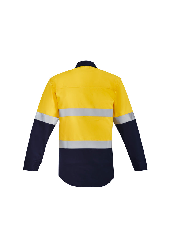Camisa masculina Orange Flame Hi Vis aberta frontal emendada - Hoop Taped