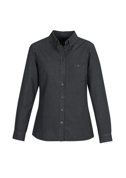 Kemeja Denim Indie Wanita Lengan Panjang