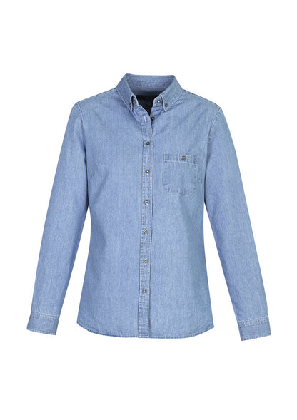 Kemeja Denim Indie Wanita Lengan Panjang