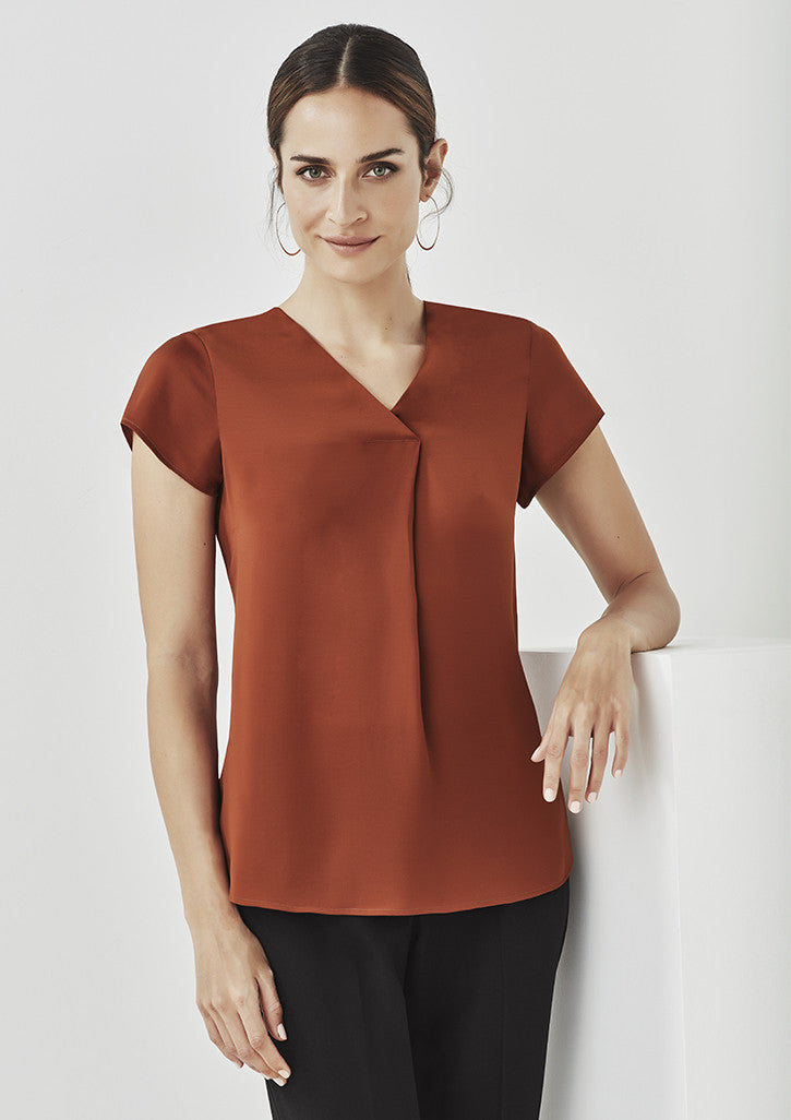 Ladies Kayla V-Neck Pleat Blouse