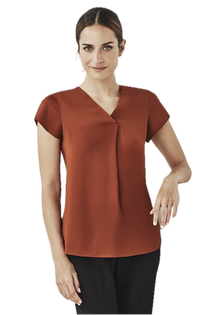 Ladies Kayla V-Neck Pleat Blouse