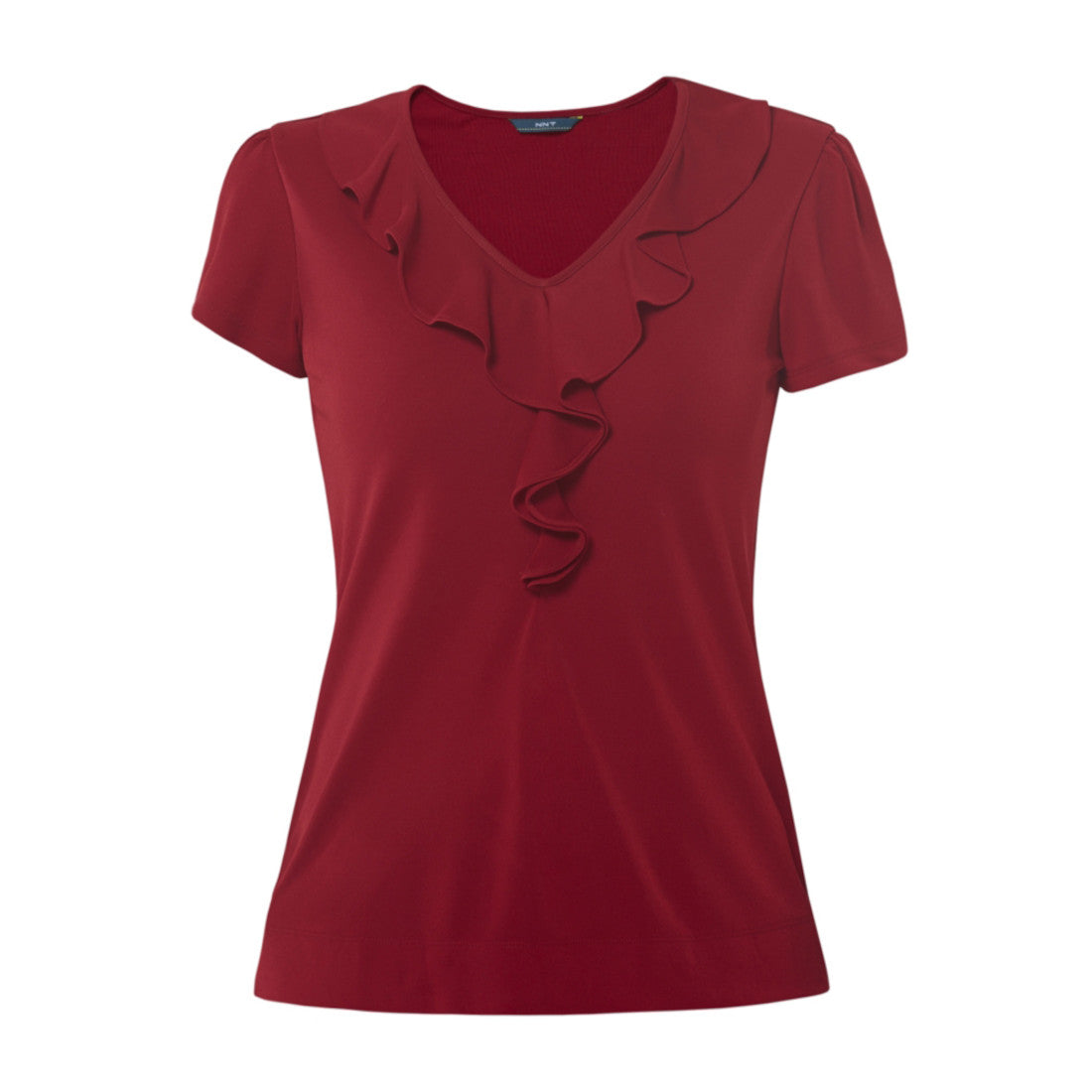 NNT Matt Jersey Cap Sleeve Ruffle T-Top (CAT48F) – Poppy