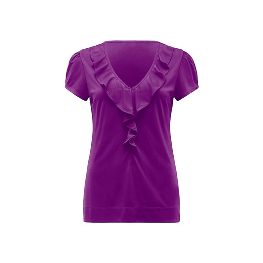 NNT Matt Jersey Cap Sleeve Ruffle Neck T-Top (CAT48H) – Purple