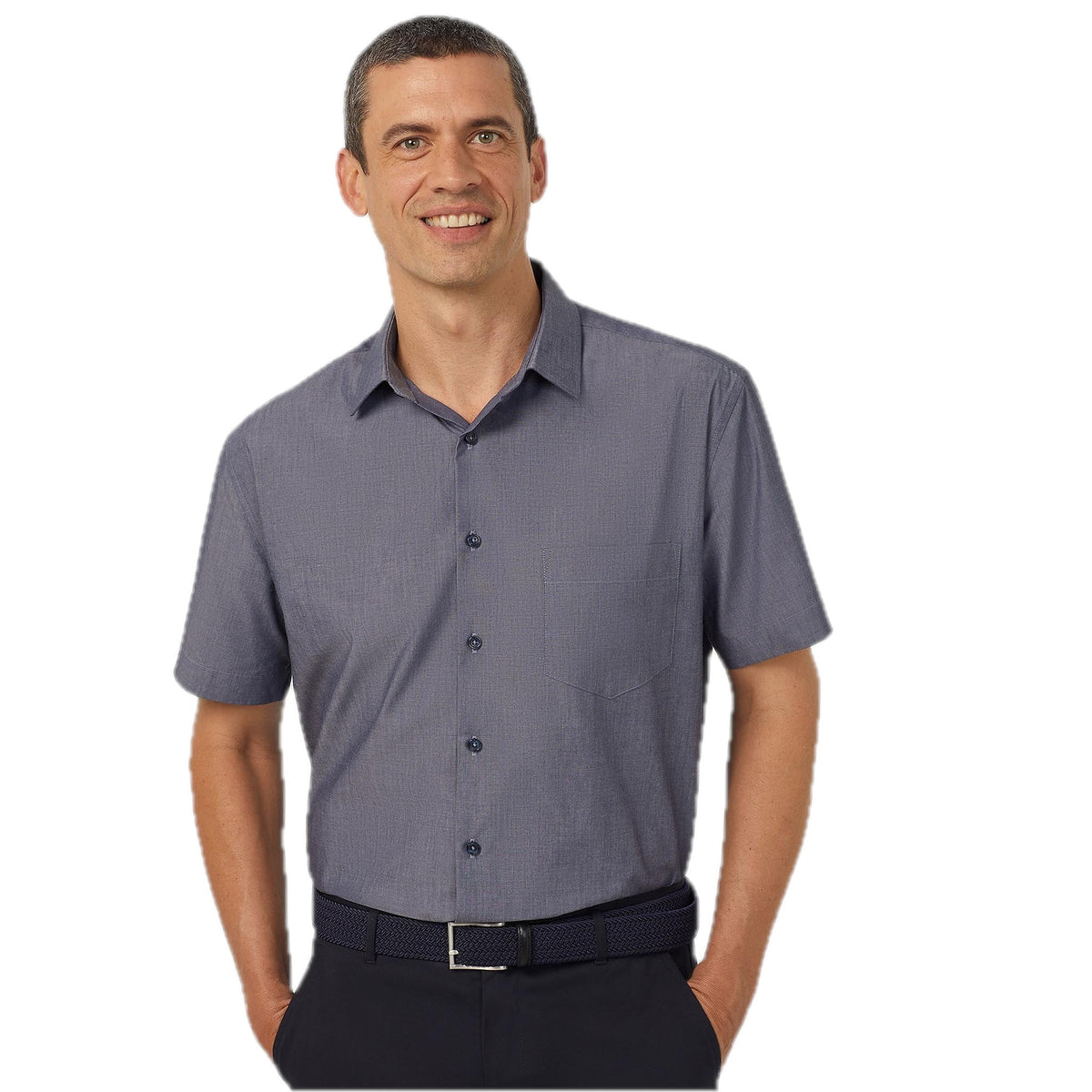NNT Poly Cotton End On End Short Sleeve Shirt (CATJB7) – Navy