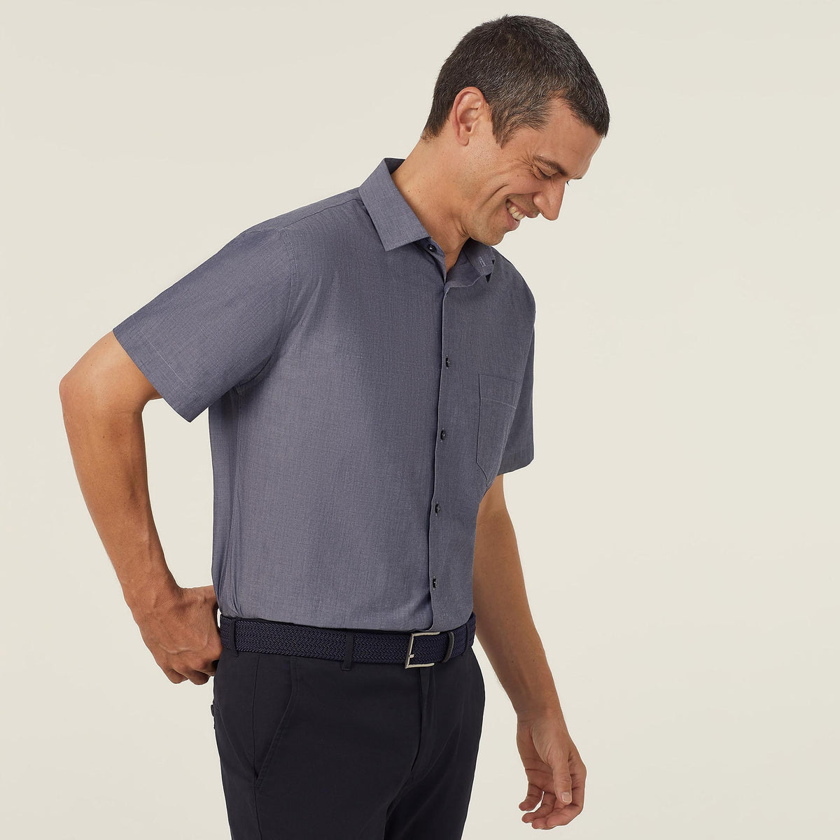 NNT Poly Cotton End On End Short Sleeve Shirt (CATJB7) – Navy