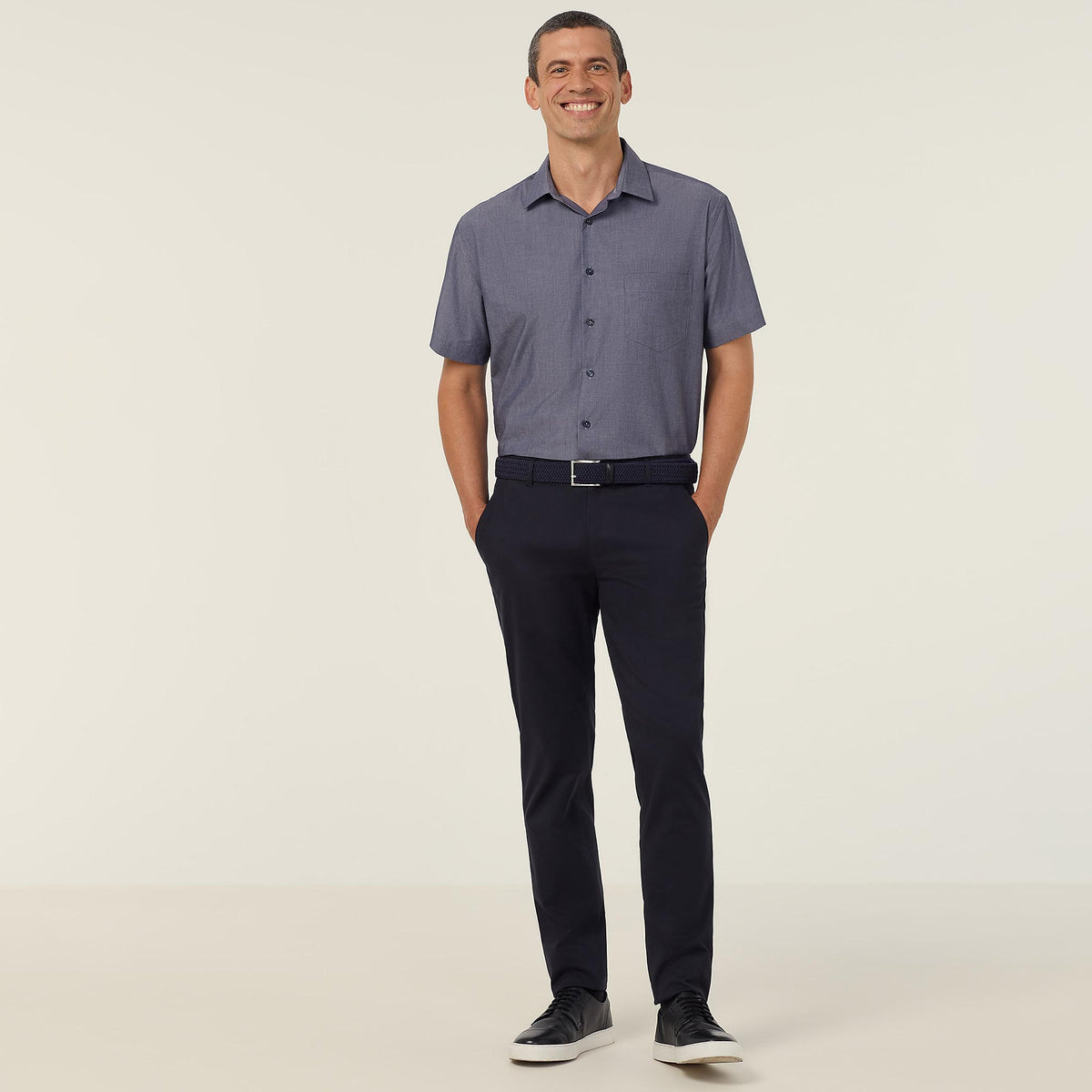 NNT Poly Cotton End On End Short Sleeve Shirt (CATJB7) – Navy