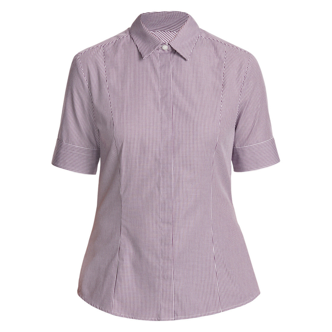 NNT Gingham Short Sleeve Shirt (CATU7B) – Blackberry/White Gingham