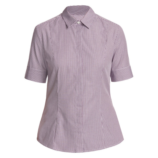 NNT Gingham Short Sleeve Shirt (CATU7B) – Blackberry/White Gingham