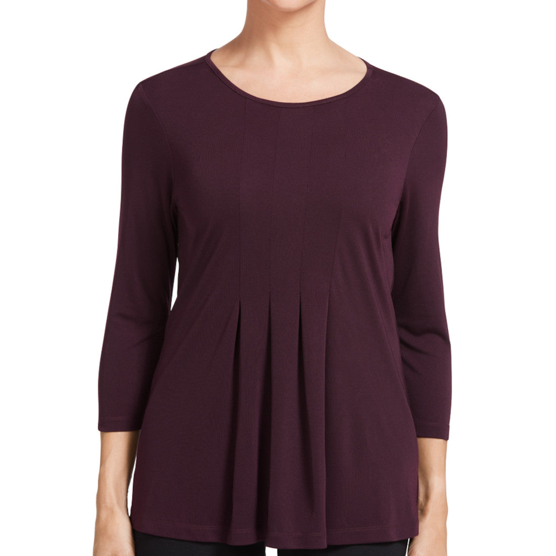 NNT Matt Jersey 3/4 Sleeve Pleat Front T-Top (CATU7D) – Blackberry