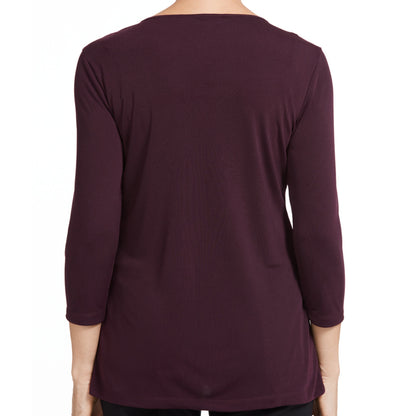 NNT Matt Jersey 3/4 Sleeve Pleat Front T-Top (CATU7D) – Blackberry