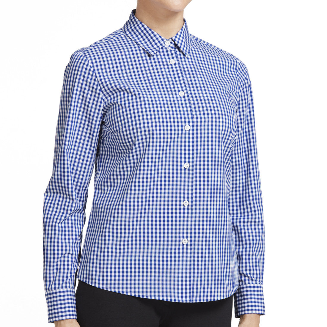 NNT Long Sleeve Check Shirt (CATU94) – Mid Blue/White Check