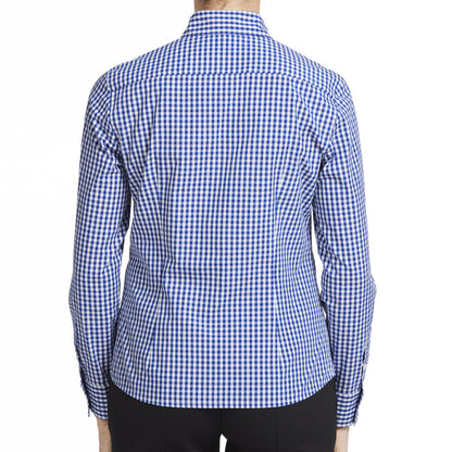 NNT Long Sleeve Check Shirt (CATU94) – Mid Blue/White Check