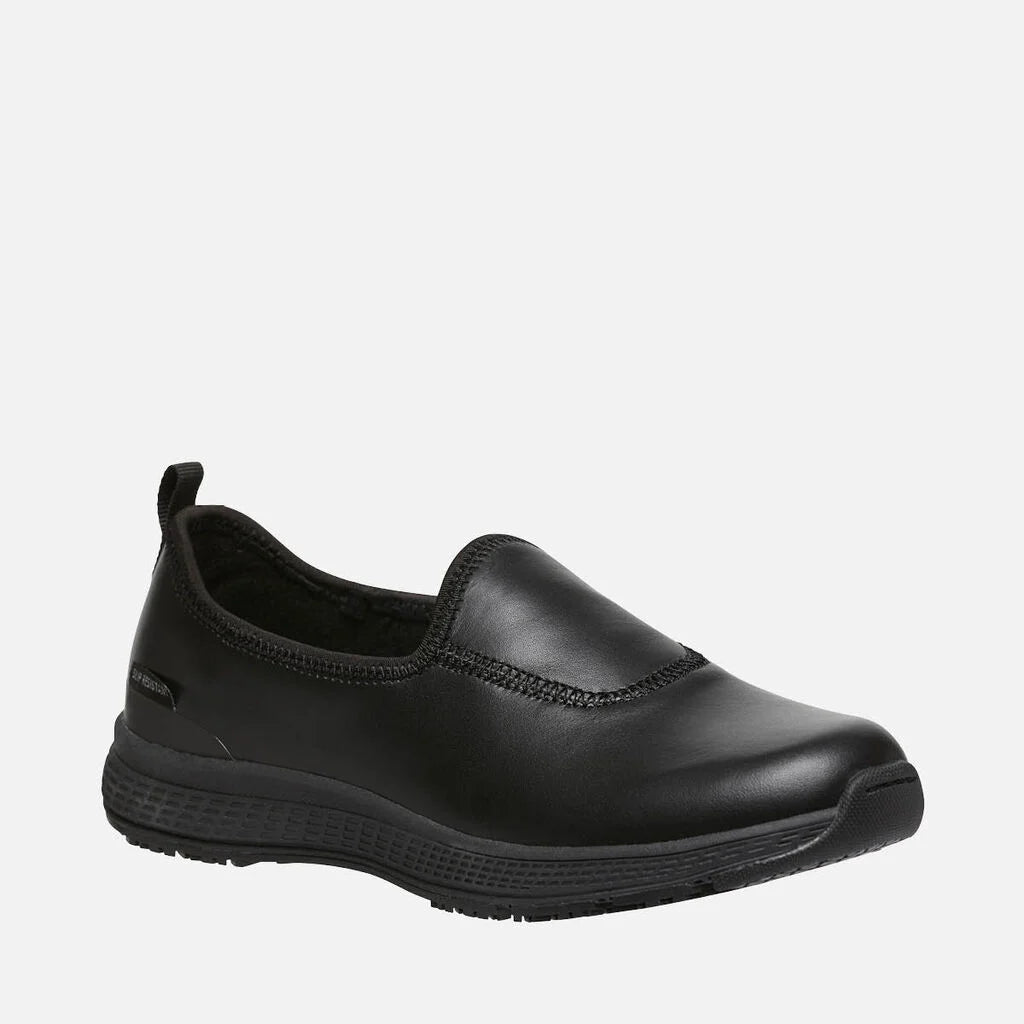 Sapatos de trabalho para mulher Superlite em pele, modelo slip-on - Preto