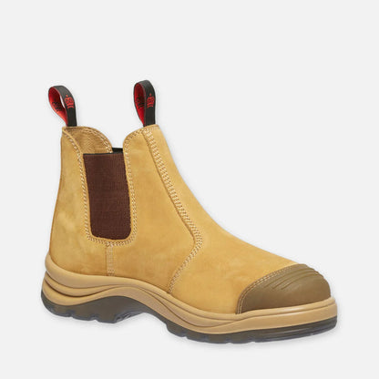 Botas de segurança com biqueira de aço e reforço lateral para profissionais da construção civil.