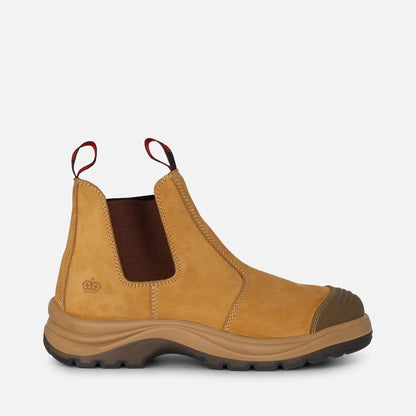 Botas de segurança com biqueira de aço e reforço lateral para profissionais da construção civil.