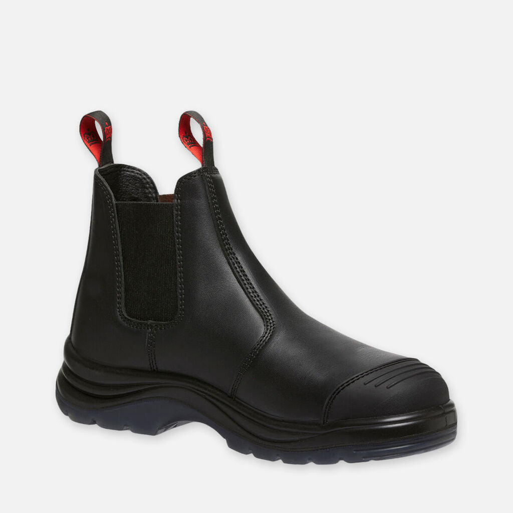 Botas de segurança com biqueira de aço e reforço lateral para profissionais da construção civil.