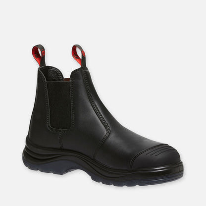 Botas de segurança com biqueira de aço e reforço lateral para profissionais da construção civil.
