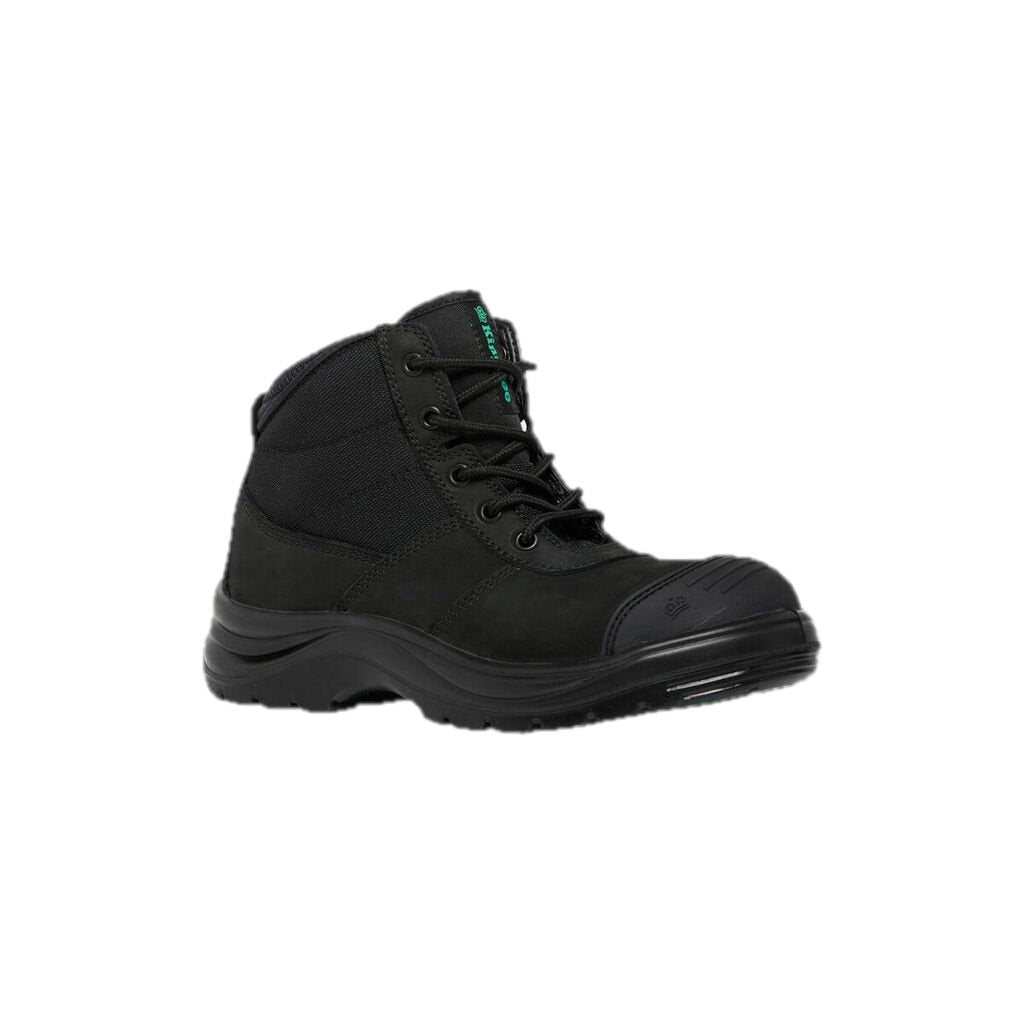 Botas de trabalho Tradie para mulher com fecho/ataca e biqueira de aço, cano de 5 polegadas - Pretas 