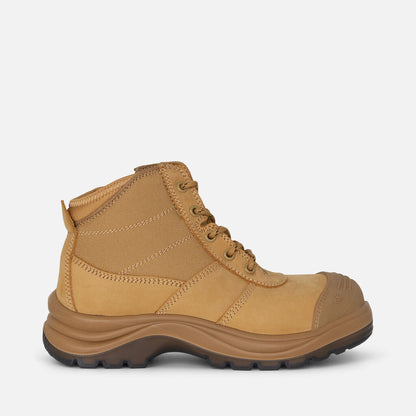 Botas de trabalho para mulher Tradie com fecho/ataca e biqueira de aço, tamanho 5.