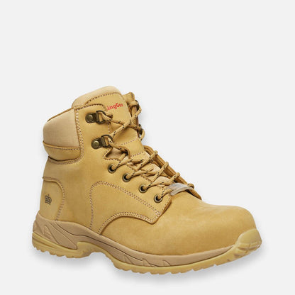 Botas de trabalho híbridas Tradie para mulher com fecho/ataca e biqueira em compósito, tamanho 6". 