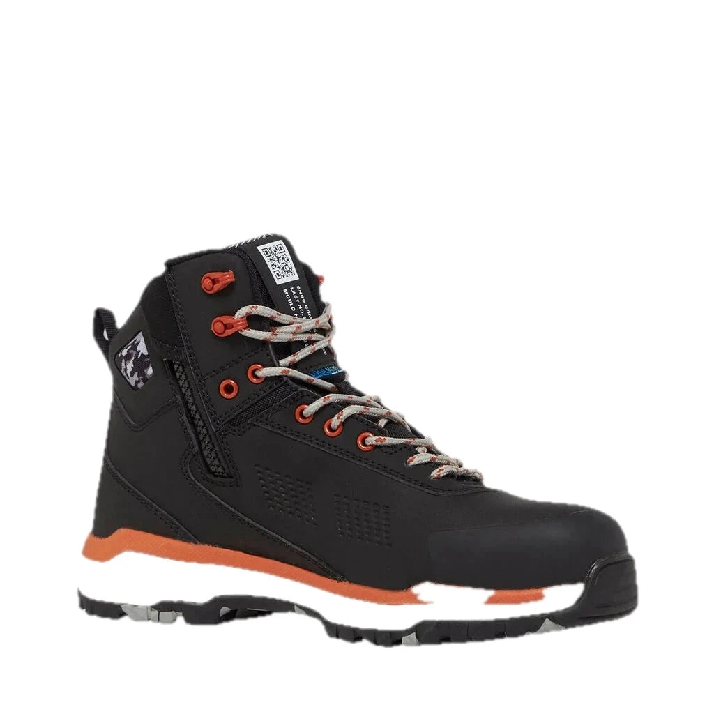 Sepatu Bot Kerja Ujung Komposit Terra Firma Hybrid Zip/Lace 5" - Hitam/Oranye Terbakar 