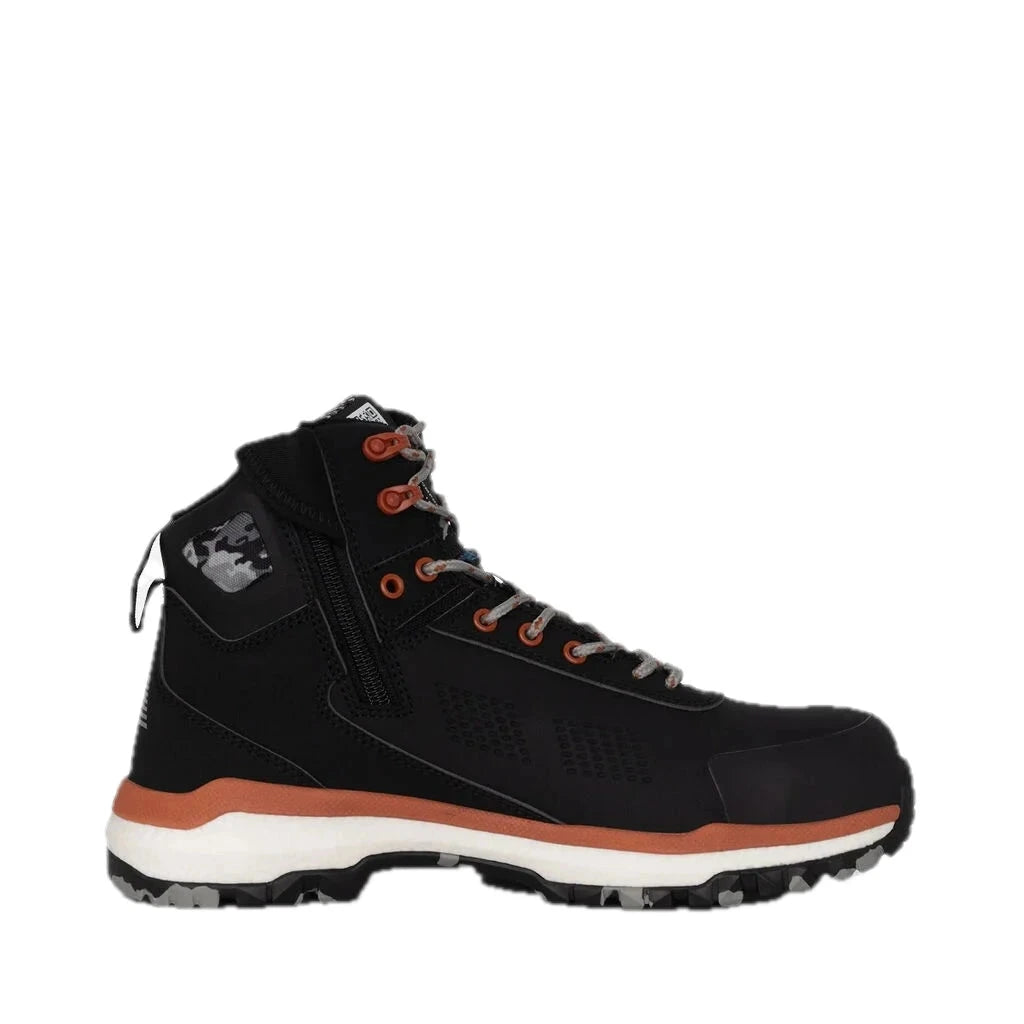 Sepatu Bot Kerja Ujung Komposit Terra Firma Hybrid Zip/Lace 5" - Hitam/Oranye Terbakar 
