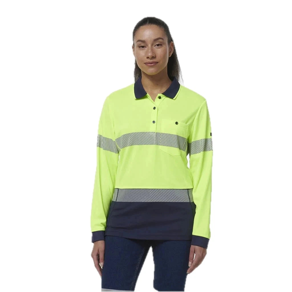Womens Workcool Hyperfreeze Spliced Long Sleeve Polo with Segmented Tape