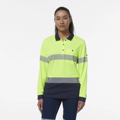 Polo Wanita Workcool Hyperfreeze Lengan Panjang dengan Pita Segmen 