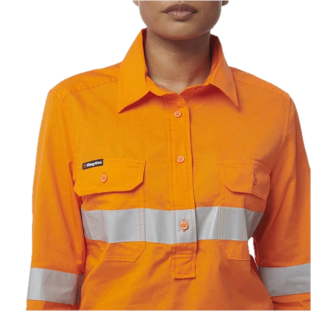 Womens Workcool Vented Closed Front Shirt Taped Long Sleeve