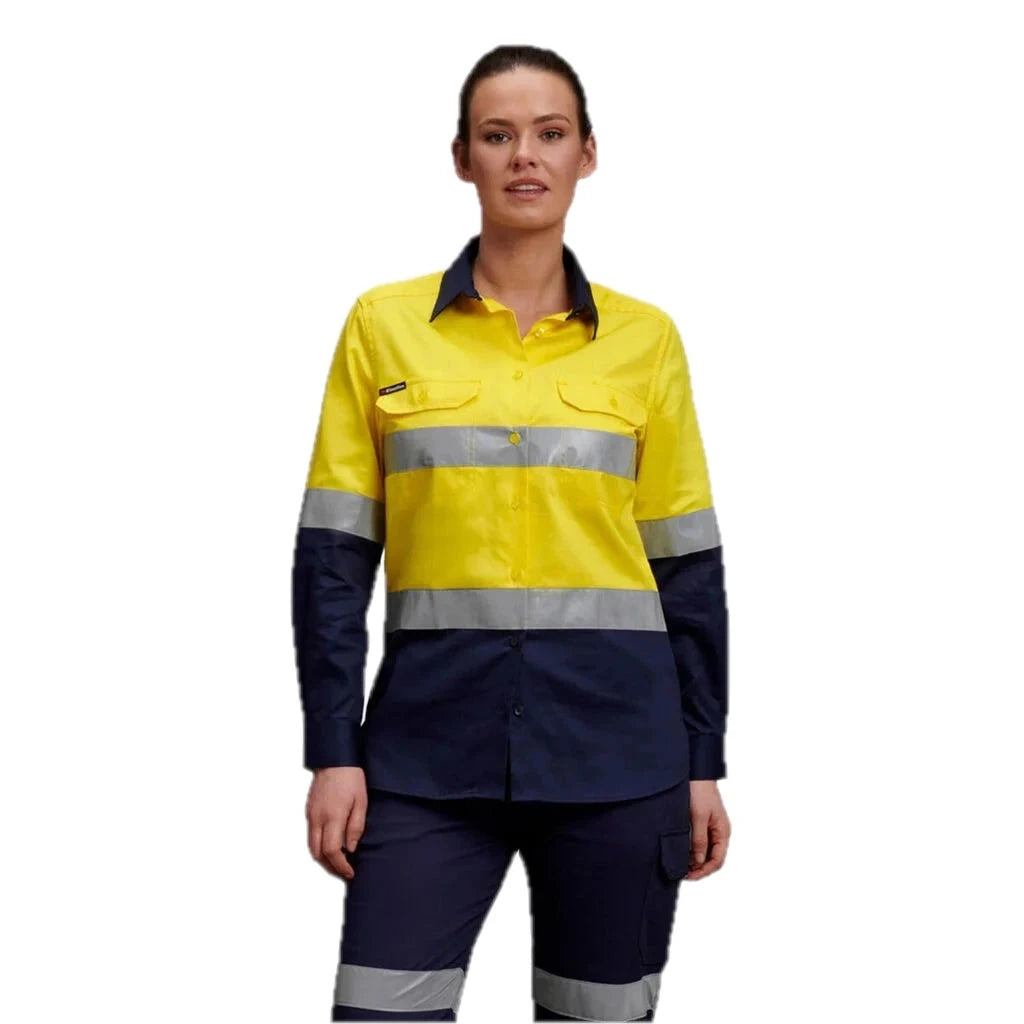 Kemeja Kerja Wanita Lengan Panjang Reflektif Hi-Vis