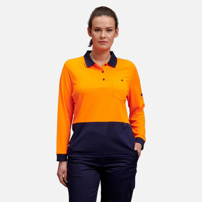 Polo de mulher Workcool Hyperfreeze de alta visibilidade com mangas compridas
