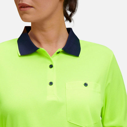 Polo de mulher Workcool Hyperfreeze de alta visibilidade com mangas compridas