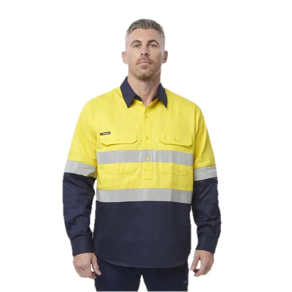 Kemeja Lengan Panjang Depan Tertutup Reflektif Hi-Vis Originals