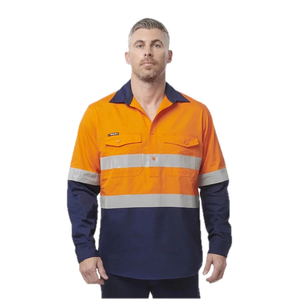 Camisola de trabalho Workcool 2 de alta visibilidade com frente fechada e detalhes refletores.