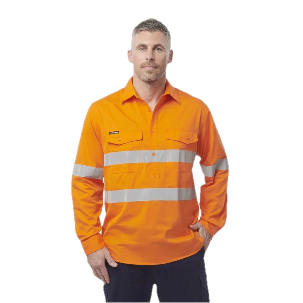Camisola Workcool 2 de alta visibilidade com frente fechada e detalhes refletores