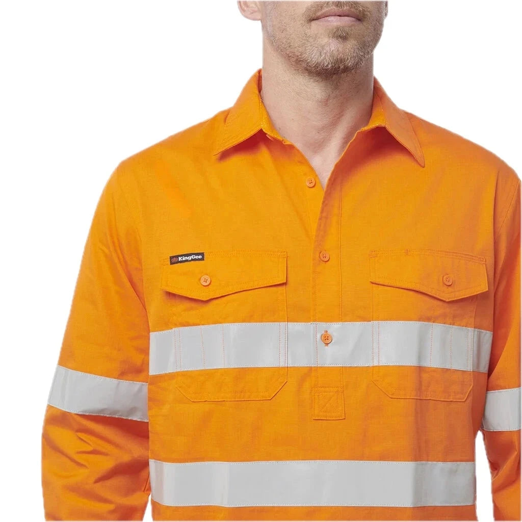 Camisola Workcool 2 de alta visibilidade com frente fechada e detalhes refletores