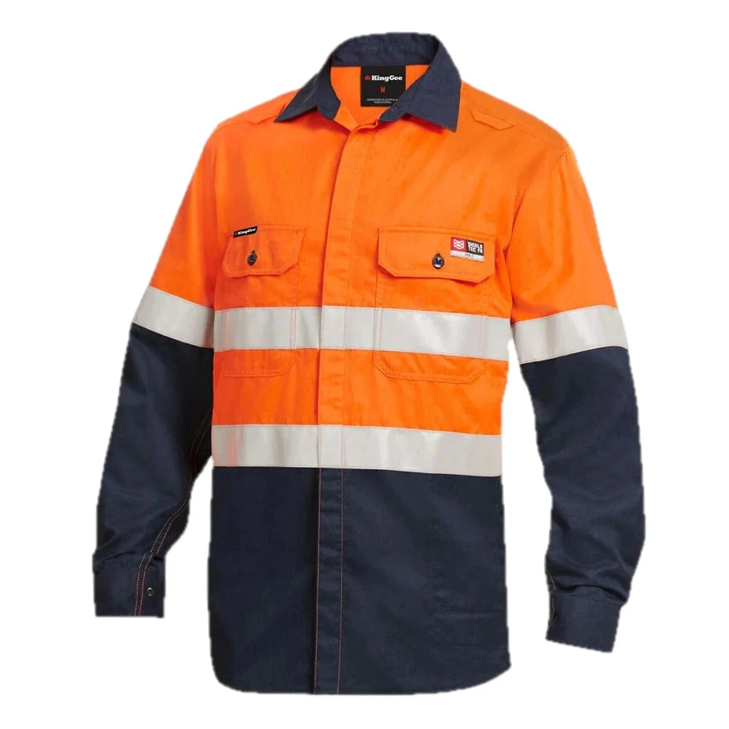 Shieldtec LENZING™ FR Hi-Vis Spliced Open Front Taped Shirt PPE2