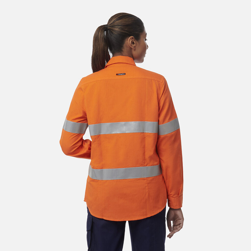 Camisola de mulher Shieldtec LENZING™ FR de alta visibilidade com abertura frontal e fita adesiva - EPI2