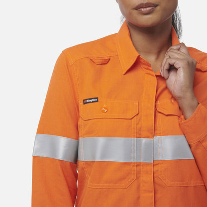 Camisola de mulher Shieldtec LENZING™ FR de alta visibilidade com abertura frontal e fita adesiva - EPI2