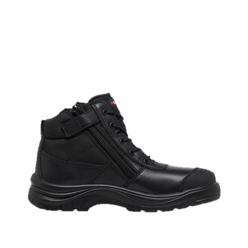 Men's Tradie Boot (Black) – angled view, zip side