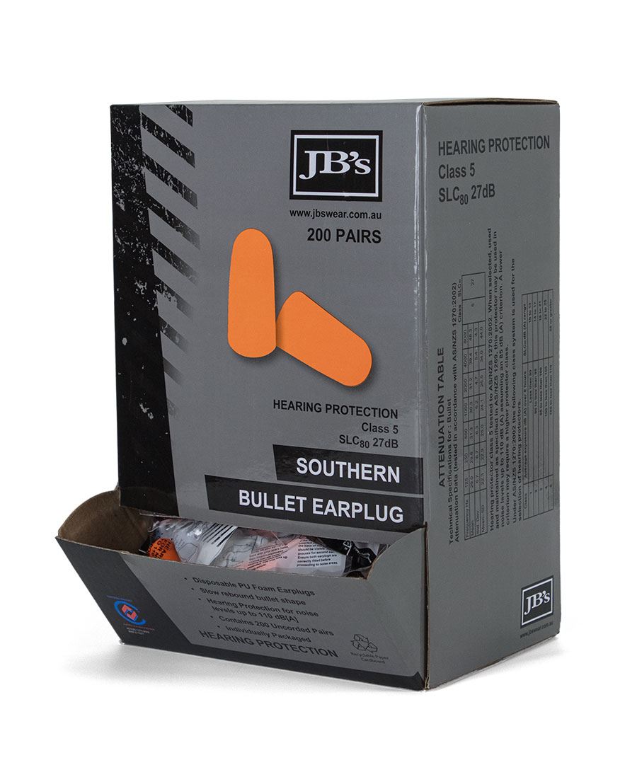 Southern Bullet Earplug (200 pair) – dispenser box