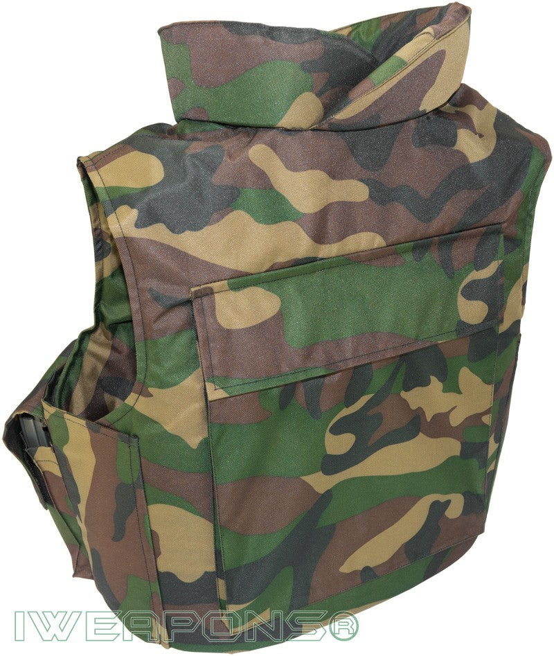 IWEAPONS® Delta Camo Bulletproof Vest IIIA with 2 Mag Pouches – side view