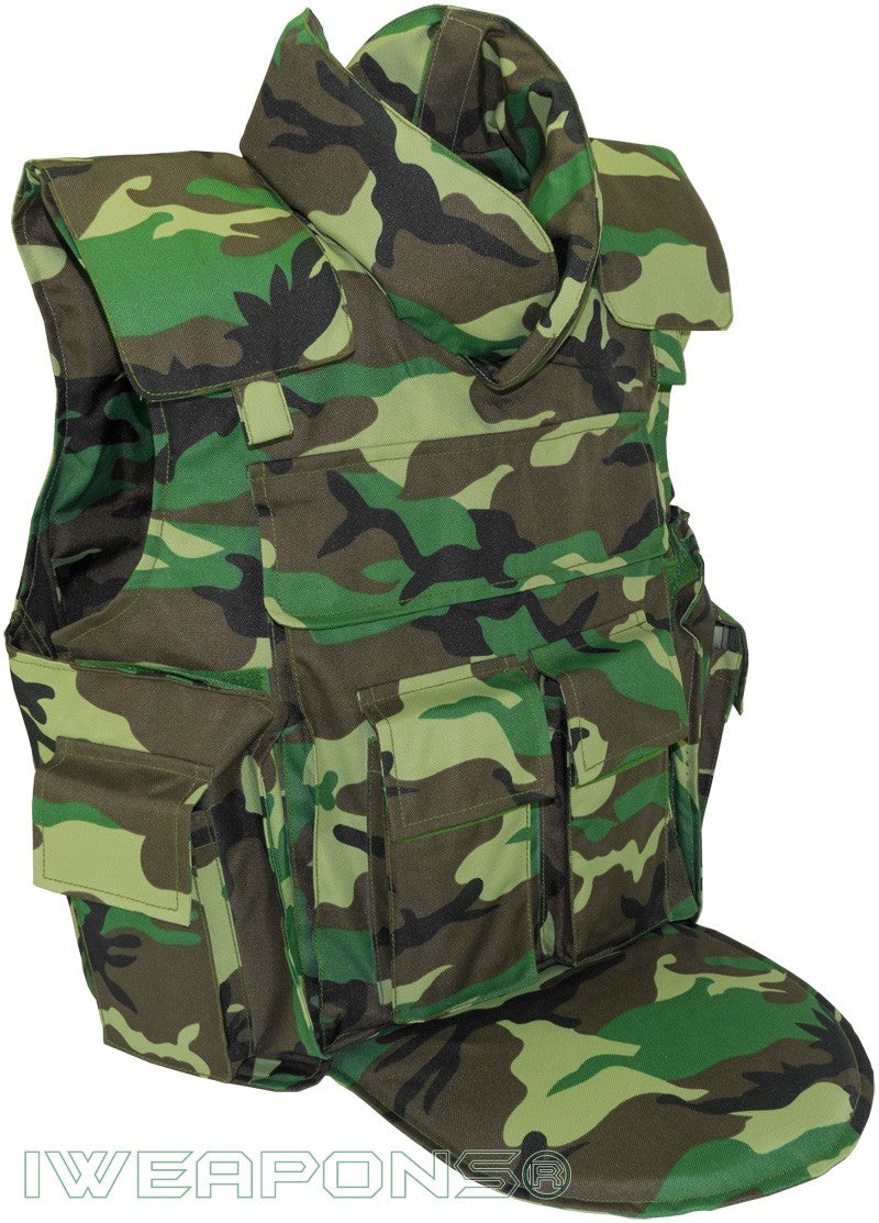 IWEAPONS® Delta Camo Bulletproof Vest IIIA with 4 Mag Pouches – side view