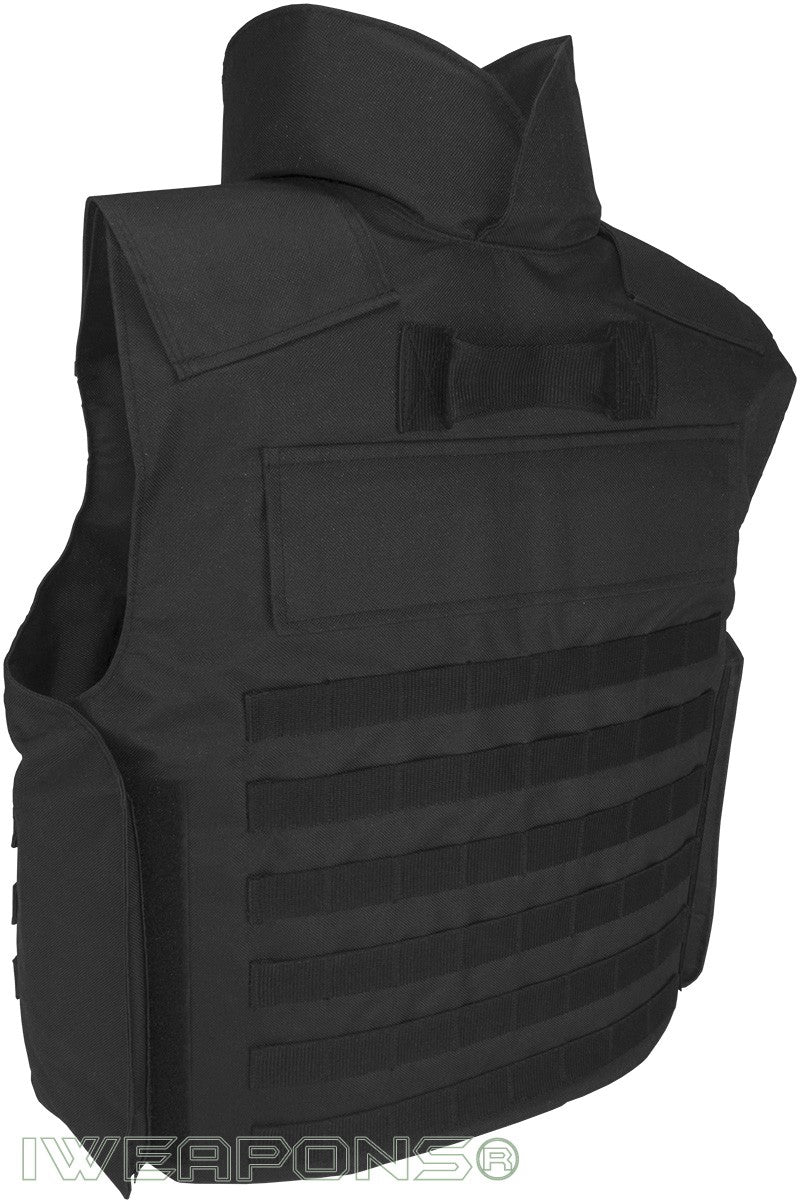IWEAPONS® MOLLE Bulletproof Vest with Neck Protection and Body Armor Plate Pockets – side view